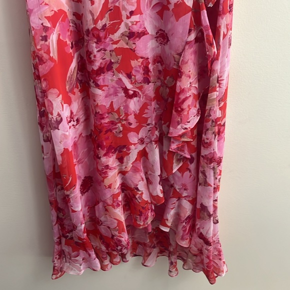 London Times Women’s size 6, pink Ruffled Chiffon Maxi Dress - Picture 8 of 9